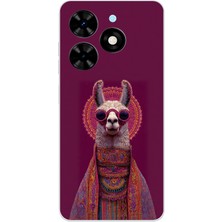 TechTree Tecno Spark 20-20C Uyumlu Kozmik Lama Baskılı Silikon Kılıf