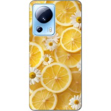 TechTree Xiaomi Mi 13 Lite Uyumlu Limon Dilimleri ve Papatya Desenli Baskılı Silikon Kılıf
