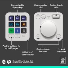 Skygo Mx Console - 9 Özelleştirilebilir LCD Anahtar, Grafik Tasarım, Video Düzenleme, Kontrol Adobe, Zoom, Spotify ve Daha Fazlası Için Kontrol Kadranı - Soluk Gri, 3 Aylık Adobe