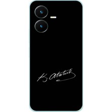 TechTree Vivo Y22S - Y35 Uyumlu Atanın Izi Imza Baskılı Silikon Kılıf