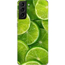 TechTree Samsung Galaxy S21 Plus Uyumlu Misket Limonu Lime Desenli Yaz Temalı Baskılı Silikon Kılıf