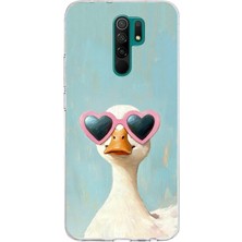 TechTree Redmi 9 Uyumlu Yağlı Boya Pop-Art Ördek Baskılı Silikon Kılıf