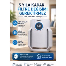 Shark 23 M² Hepa Filtreli 5 Yıl Filtre Ömürlü Ultra Sessiz Koku Giderici Hava Temizleyici Beyaz Karbon Pm2.5 PM10 Alerji