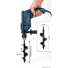 Dynamic Tech Toprak Burgu Matkap Ucu Bahçe Dikim Aparatı Dayanıklı Çelik Universal 50X220 mm Toprak Delme