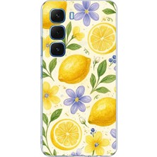 TechTree Infinix Hot 60 - Hot 60I Uyumlu Sulu Boya Limon ve Çiçek Desenli Baskılı Silikon Kılıf