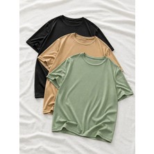 Comstar 3 Adet Erkek Yazlık Basic Kısa Kollu Oversize Tişört