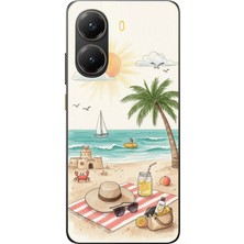 TechTree Poco X7 Pro Uyumlu Sulu Boya Sahil ve Deniz Manzaralı Baskılı Silikon Kılıf