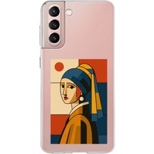 TechTree Samsung Galaxy S21 Uyumlu Bauhaus Inci Küpeli Kız Baskılı Silikon Kılıf