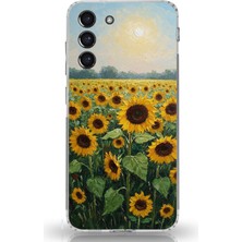 TechTree Samsung Galaxy S21 Fe Uyumlu Ay Çiçeği Sulu Boya Baskılı Silikon Kılıf