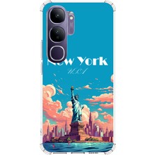TechTree Vivo V40 Lite Uyumlu Özgürlük Heykeli New York Baskılı Silikon Kılıf