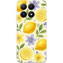 TechTree Xiaomi Mi 15T Pro Uyumlu Sulu Boya Limon ve Çiçek Desenli Baskılı Silikon Kılıf