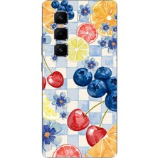TechTree Infinix Hot 50 Pro Plus+ Uyumlu Sulu Boya Meyve ve Çiçek Desenli Baskılı Silikon Kılıf