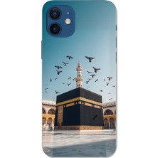 TechTree iPhone 12-12 Pro Uyumlu Kabe Umre ve Kuşlar Baskılı Silikon Kılıf