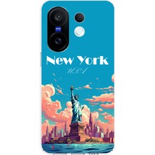 TechTree Vivo X200 Fe Uyumlu Özgürlük Heykeli New York Baskılı Silikon Kılıf
