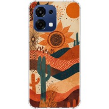 TechTree Oppo A6 Pro Uyumlu Etnik Güneş ve Mandala Figürlü Toprak Tonları Baskılı Silikon Kılıf