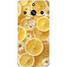 TechTree Realme 11 Pro-11 Pro Plus Uyumlu Limon Dilimleri ve Papatya Desenli Baskılı Silikon Kılıf