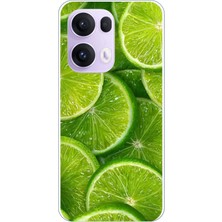 TechTree Oppo Reno 13 Pro Uyumlu Misket Limonu Lime Desenli Yaz Temalı Baskılı Silikon Kılıf