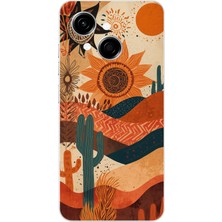 TechTree Tecno Spark Go 1 Uyumlu Etnik Güneş ve Mandala Figürlü Toprak Tonları Baskılı Silikon Kılıf