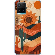 TechTree Vivo Y21S/Y33S/Y32 Uyumlu Etnik Güneş ve Mandala Figürlü Toprak Tonları Baskılı Silikon Kılıf