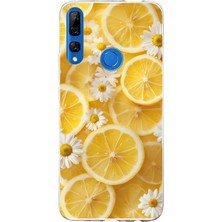 TechTree Honor 9x Uyumlu Limon Dilimleri ve Papatya Desenli Baskılı Silikon Kılıf