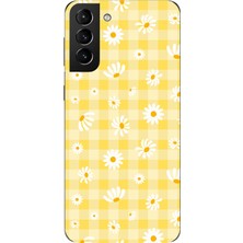 TechTree Samsung Galaxy S21 Plus Uyumlu Sarı Papatya Bahçesi Baskılı Silikon Kılıf
