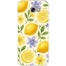 TechTree Samsung Galaxy A7 2017 Uyumlu Sulu Boya Limon ve Çiçek Desenli Baskılı Silikon Kılıf