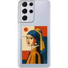 TechTree Samsung Galaxy S21 Ultra Uyumlu Bauhaus Inci Küpeli Kız Baskılı Silikon Kılıf