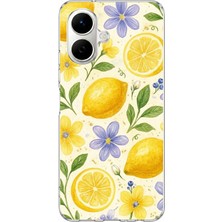 TechTree Infinix Smart 10 Uyumlu Sulu Boya Limon ve Çiçek Desenli Baskılı Silikon Kılıf