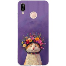 TechTree Huawei P20 Lite Uyumlu Frida Catlo Kedi Baskılı Silikon Kılıf