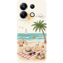 TechTree Poco X6 Pro Uyumlu Sulu Boya Sahil ve Deniz Manzaralı Baskılı Silikon Kılıf