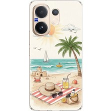 TechTree Vivo V60 Uyumlu Sulu Boya Sahil ve Deniz Manzaralı Baskılı Silikon Kılıf