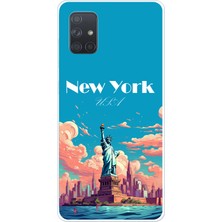 TechTree Samsung Galaxy A71 Uyumlu Özgürlük Heykeli New York Baskılı Silikon Kılıf