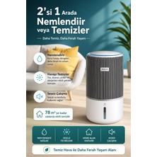 Philips 2'si 1 Arada Hava Temizleyici Nemlendirici 40 M² Hepa Filtre Nem Dengeleyici Ev Ofis Sessiz Beyaz Alerji Alerjen