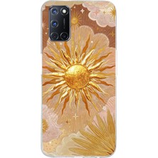 TechTree Oppo A52-A72-92 Uyumlu Altın Güneş ve Yıldız Desenli Baskılı Silikon Kılıf