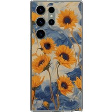 TechTree Samsung Galaxy S23 Ultra Uyumlu Yıldızlı Ayçiçekleri Baskılı Silikon Kılıf