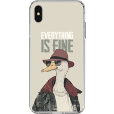 TechTree iPhone X-Xs Uyumlu Everything Is Fine Baskılı Silikon Kılıf