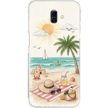 TechTree Samsung Galaxy J6 Plus Uyumlu Sulu Boya Sahil ve Deniz Manzaralı Baskılı Silikon Kılıf