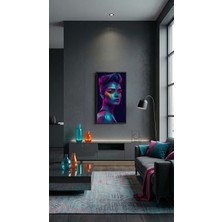 Ti Play Neon Yüzler– Pop Art Kadın  29 (Canlı Renkler ve Asi Duruş) 33X60 cm Çerçevesiz Pvc Tablo