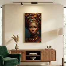 Ti Play Afro Kraliçe Serisi 10 – Afrofütürizm (Canlı Renkler ve Regal Duruş) 33X60 cm Çerçevesiz Pvc Tablo