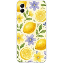 TechTree Samsung Galaxy A06 Uyumlu Sulu Boya Limon ve Çiçek Desenli Baskılı Silikon Kılıf