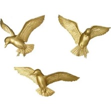 Vivense Kuş Üçlü Duvar Süsü, Gold
