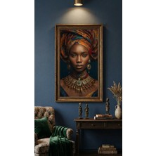 Ti Play Afro Kraliçe Serisi 05 – Afrofütürizm (Canlı Renkler ve Regal Duruş) 33X60 cm Çerçevesiz Pvc Tablo