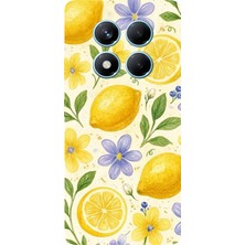 TechTree Redmi Note 14 Pro 4g Uyumlu Sulu Boya Limon ve Çiçek Desenli Baskılı Silikon Kılıf