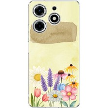 TechTree Tecno Spark 10 Pro Uyumlu Sulu Boya Dokulu Vazoda Çiçek Desenli Baskılı Silikon Kılıf