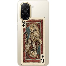 TechTree Redmi A5 Uyumlu Iskambil Kağıdı Tasarımlı Leopar Portre Baskılı Silikon Kılıf