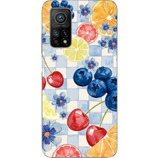TechTree Xiaomi Mi 10T-10T Pro Uyumlu Sulu Boya Meyve ve Çiçek Desenli Baskılı Silikon Kılıf