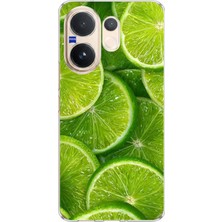 TechTree Vivo V60 Uyumlu Misket Limonu Lime Desenli Yaz Temalı Baskılı Silikon Kılıf