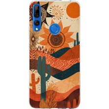 TechTree Honor 9x Uyumlu Etnik Güneş ve Mandala Figürlü Toprak Tonları Baskılı Silikon Kılıf