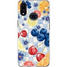 TechTree Samsung Galaxy A10S Uyumlu Sulu Boya Meyve ve Çiçek Desenli Baskılı Silikon Kılıf