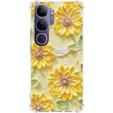 TechTree Vivo V40 Lite Uyumlu Rölyef Bahçesi Baskılı Silikon Kılıf